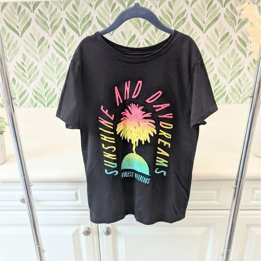 Old Navy Black Graphics Tee Sunshine And Daydreams Girl's XL California Girl